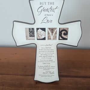 Inspirational Cross Wall Decor - White and Brown